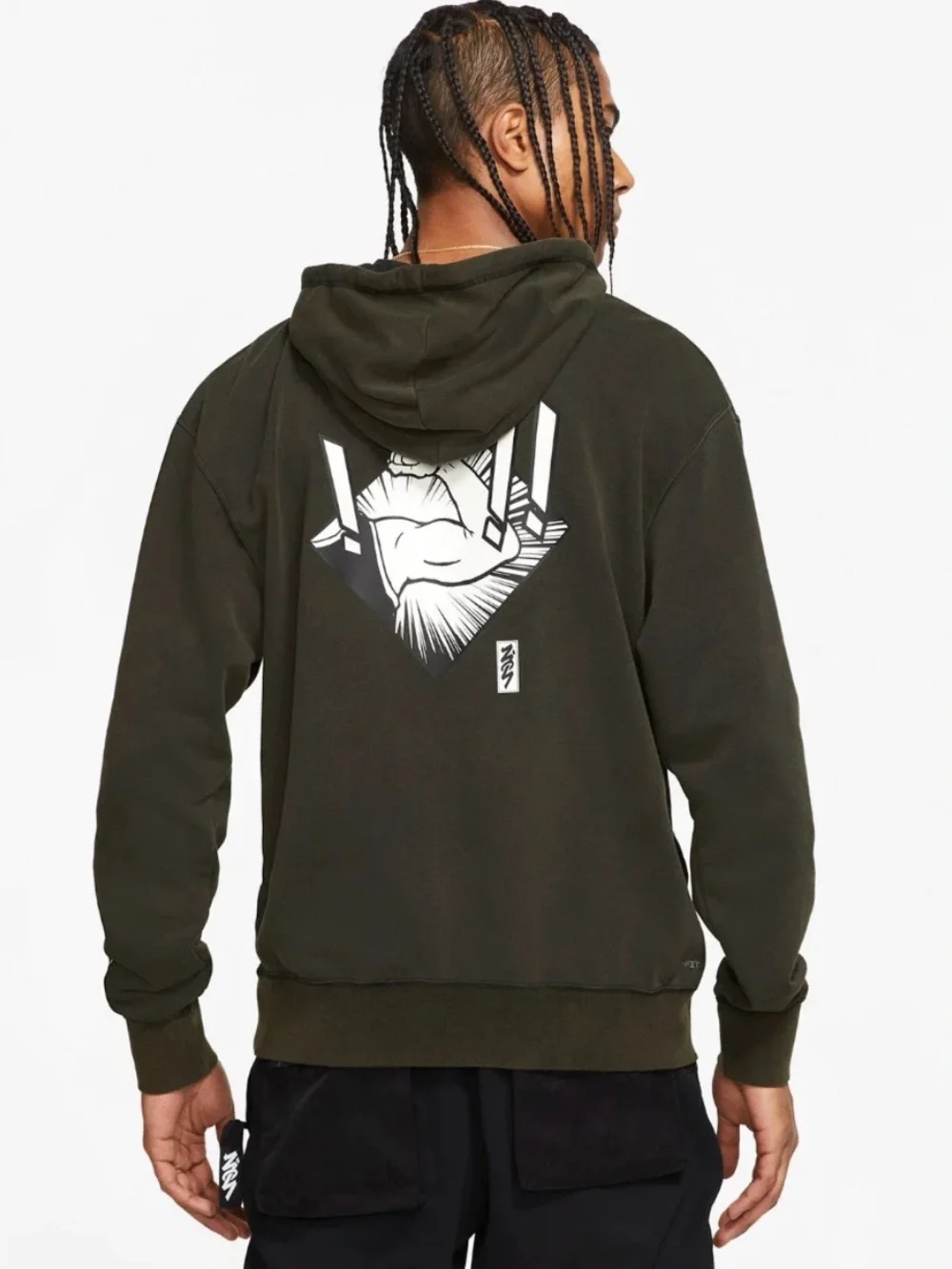 Jordan Zion Dri-FIT Performance Fleece Hoodie Olive Green Men’s Size Small
